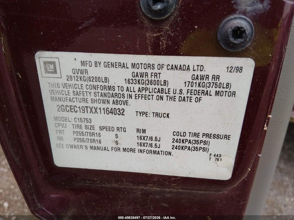 2GCEC19TXX1164032 1999 CHEVROLET SILVERADO 1500 photo no. 9