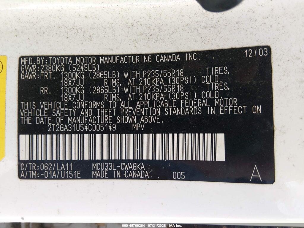 2T2GA31U54C005149 2004 LEXUS RX 330 photo no. 9