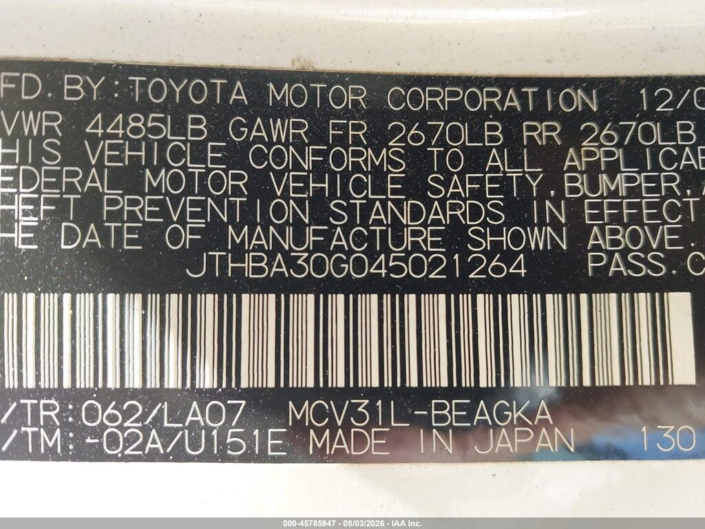 JTHBA30G045021264 2004 LEXUS ES 330 photo no. 9