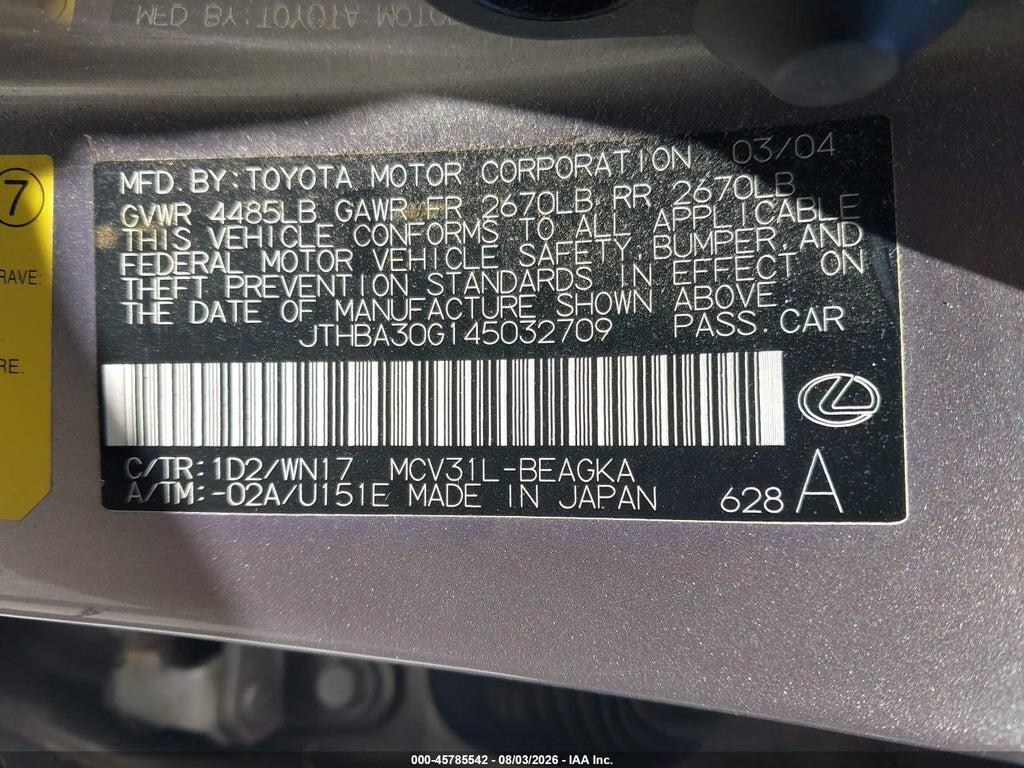 JTHBA30G145032709 2004 LEXUS ES 330 photo no. 9