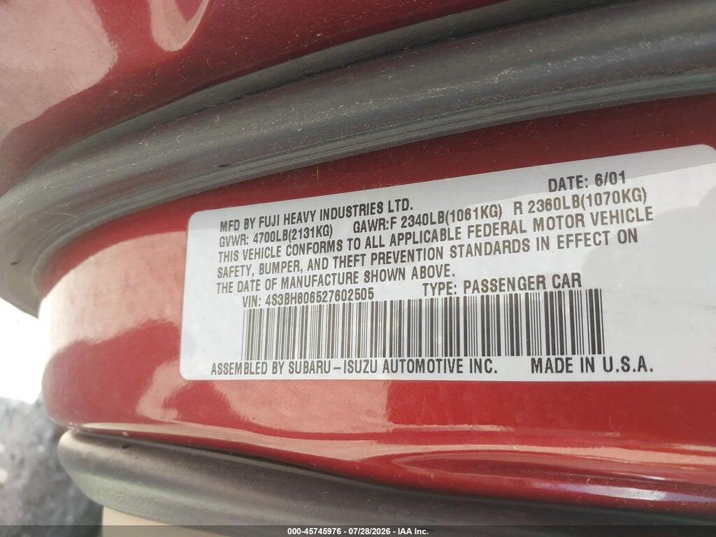 4S3BH806527602505 2002 SUBARU OUTBACK photo no. 9