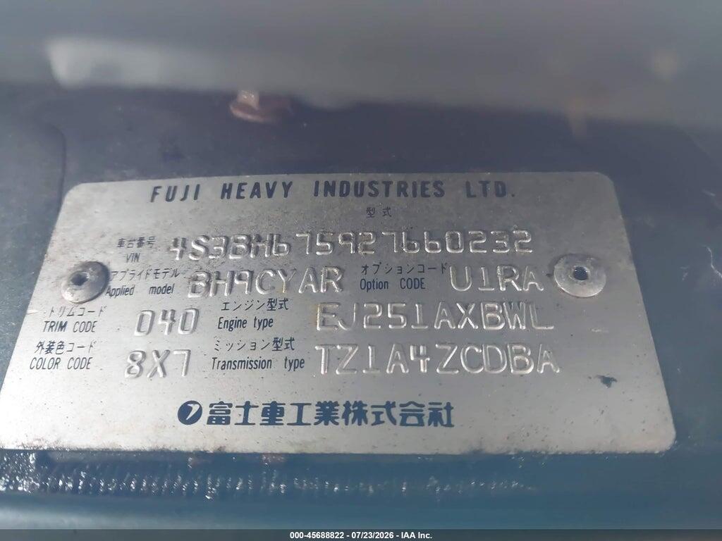 4S3BH675927660232 2002 SUBARU OUTBACK photo no. 9