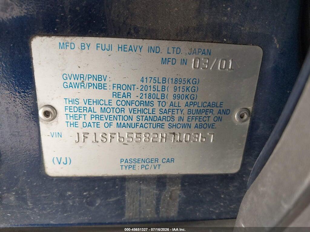 JF1SF65582H710367 2002 SUBARU FORESTER photo no. 9