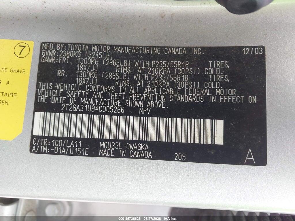 2T2GA31U94C005266 2004 LEXUS RX 330 photo no. 9