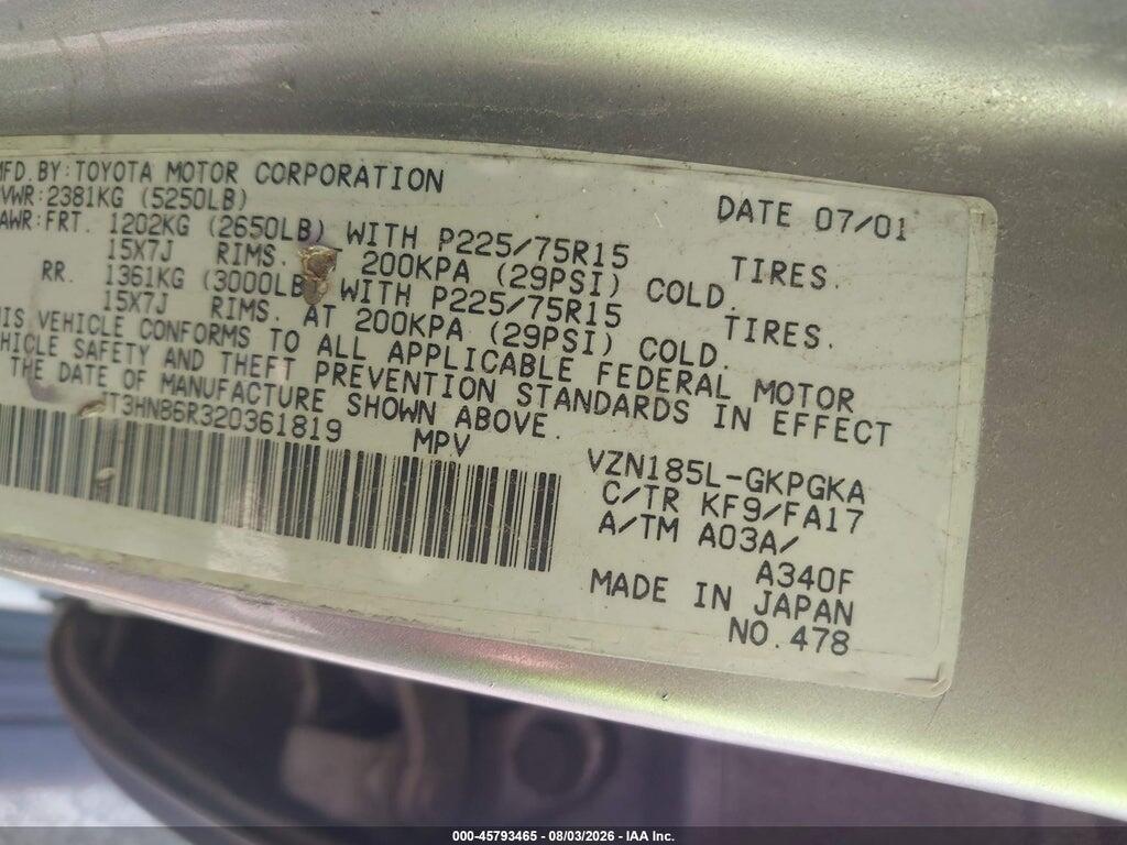 JT3HN86R320361819 2002 TOYOTA 4RUNNER photo no. 9