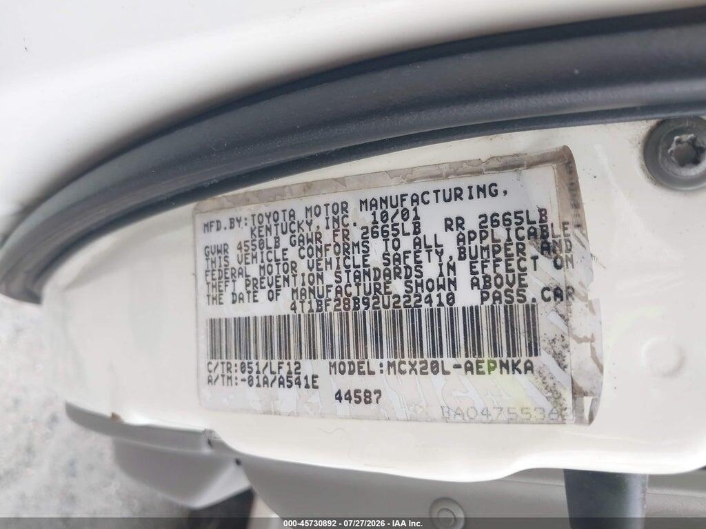 4T1BF28B92U222410 2002 TOYOTA AVALON photo no. 9