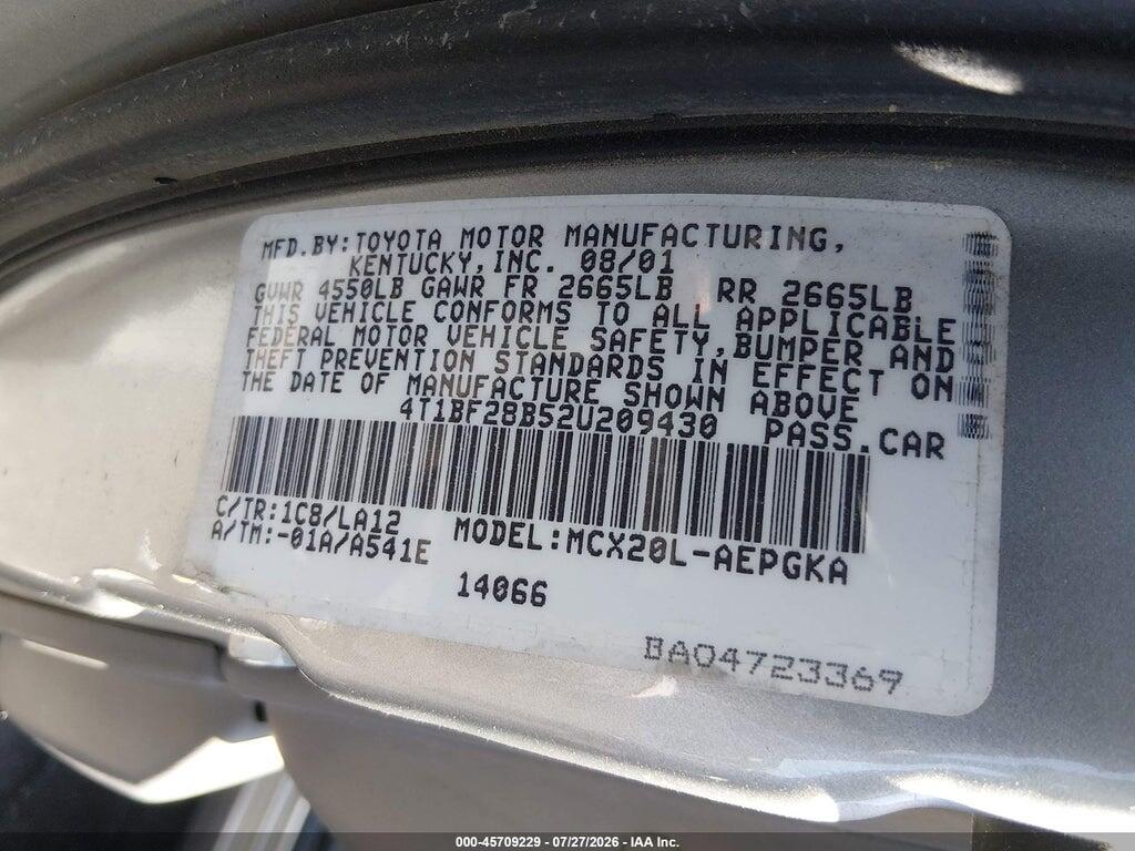 4T1BF28B52U209430 2002 TOYOTA AVALON photo no. 8