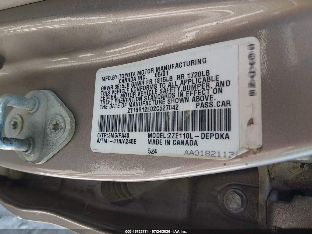 2T1BR12E02C527042 2002 TOYOTA COROLLA photo no. 9