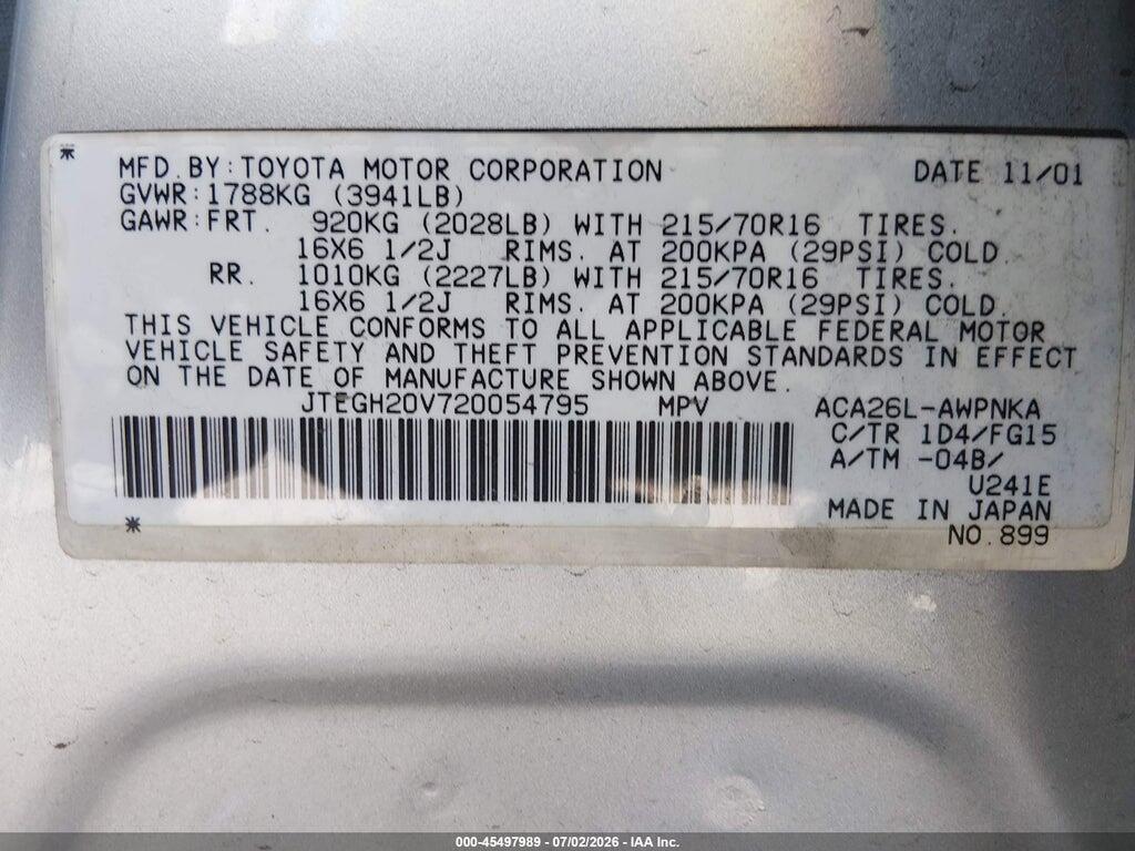 JTEGH20V720054795 2002 TOYOTA RAV4 photo no. 9