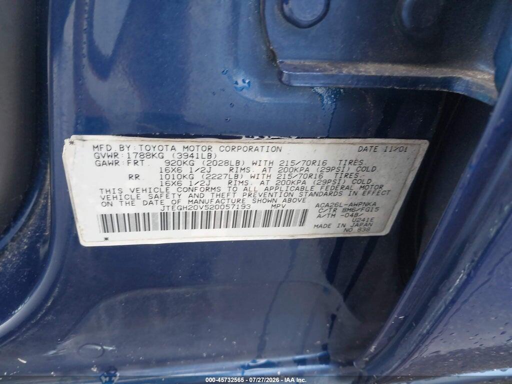 JTEGH20V520057193 2002 TOYOTA RAV4 photo no. 9