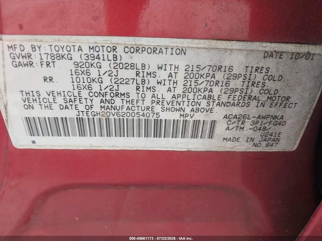 JTEGH20V620054075 2002 TOYOTA RAV4 photo no. 9