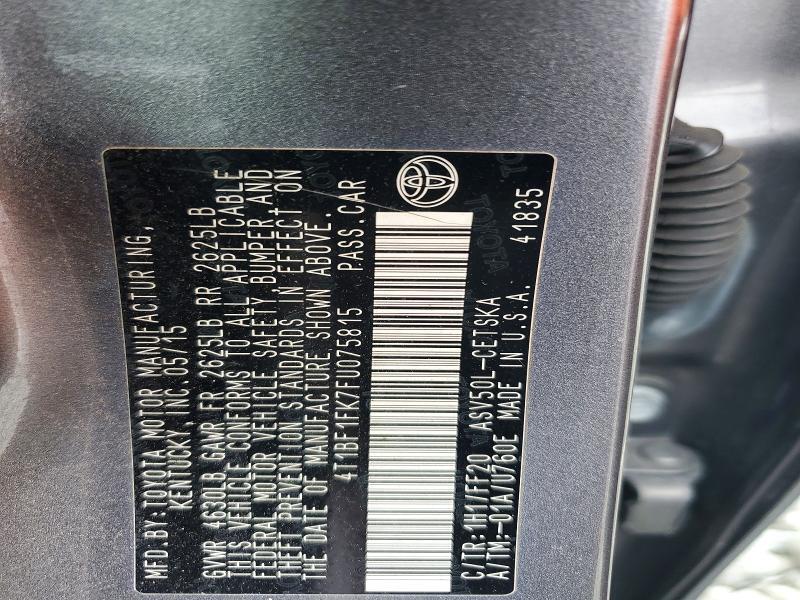 2015 TOYOTA CAMRY SE — Фото 12 из 12