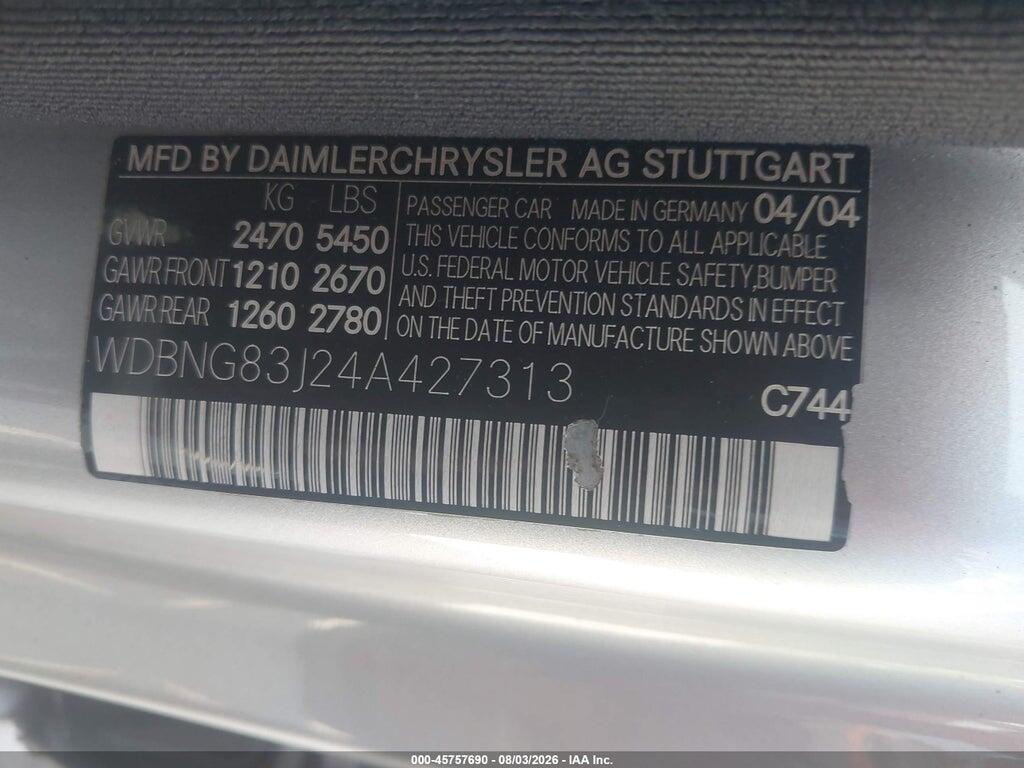 WDBNG83J24A427313 2004 MERCEDES-BENZ S 430 photo no. 9