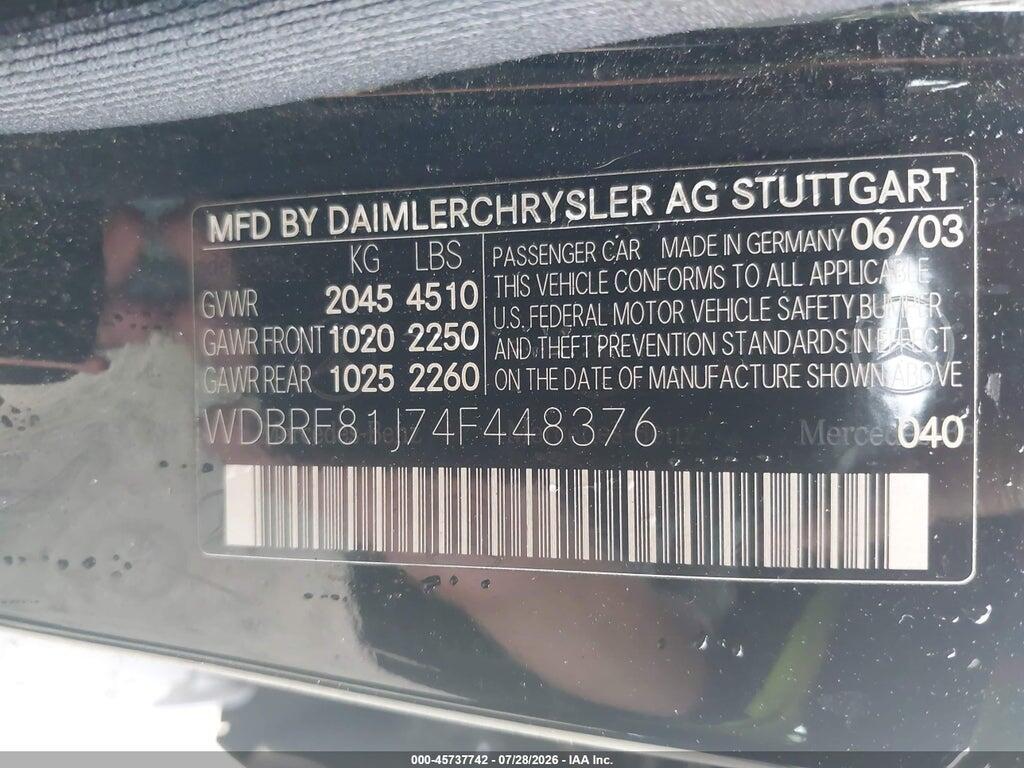 WDBRF81J74F448376 2004 MERCEDES-BENZ C 240 photo no. 9