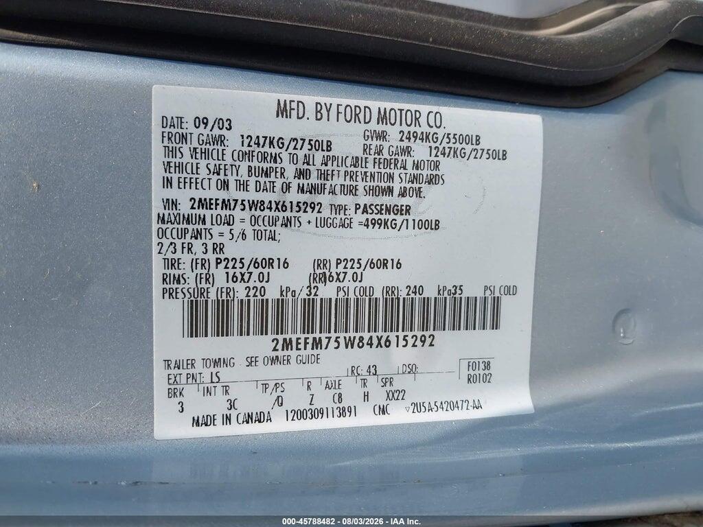 2MEFM75W84X615292 2004 MERCURY GRAND MARQUIS photo no. 9