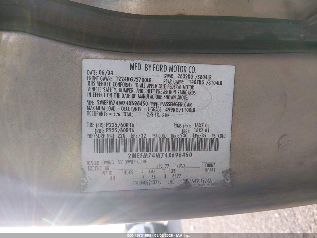 2MEFM74W74X696450 2004 MERCURY GRAND MARQUIS photo no. 9