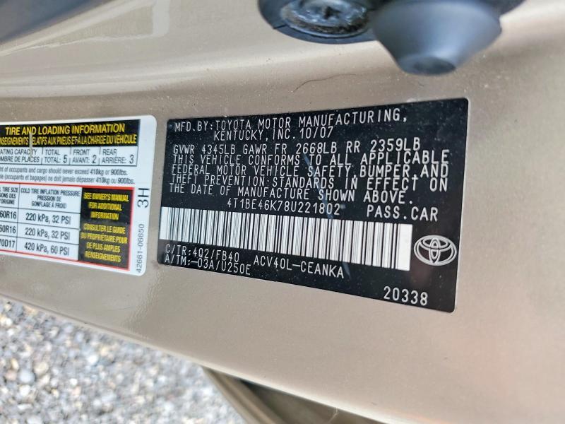 2008 TOYOTA CAMRY BASE — Фото 12 из 12