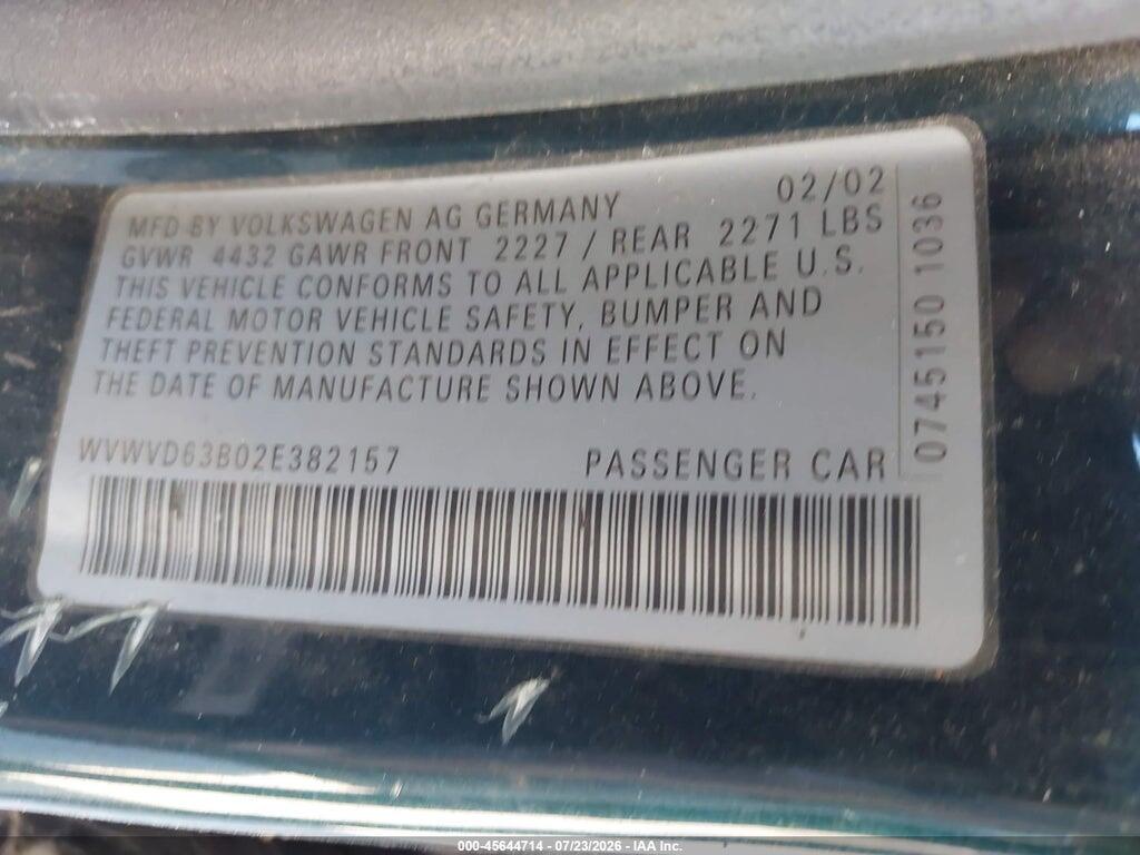 WVWVD63B02E382157 2002 VOLKSWAGEN PASSAT photo no. 9