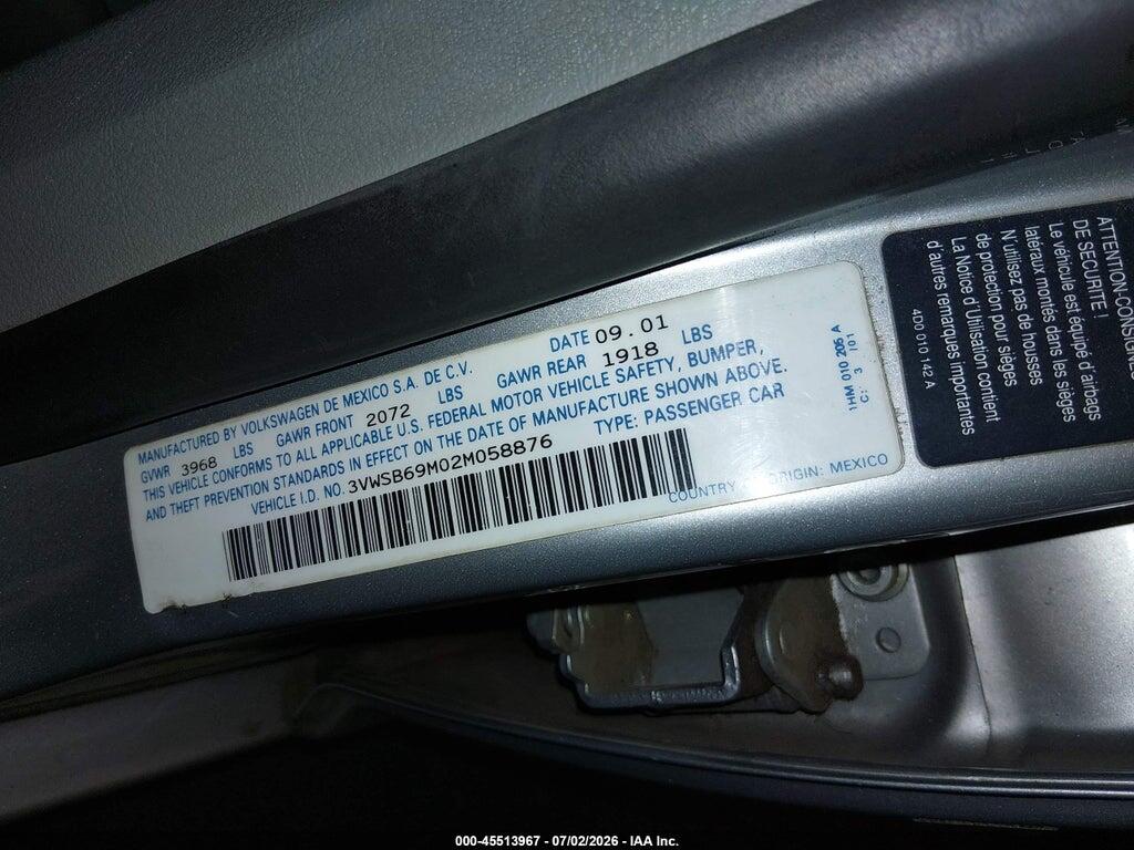 3VWSB69M02M058876 2002 VOLKSWAGEN JETTA photo no. 9