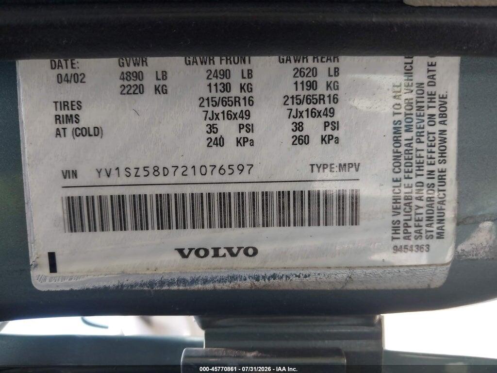 YV1SZ58D721076597 2002 VOLVO V70 photo no. 9