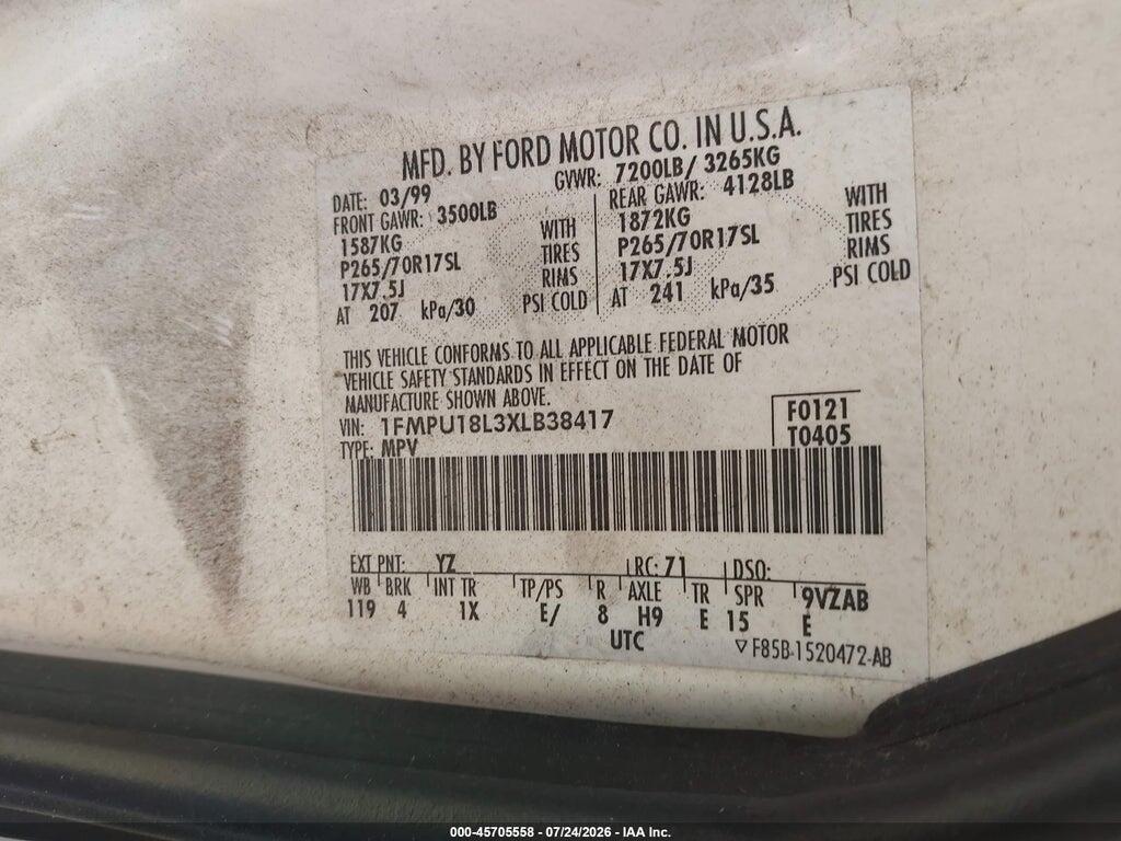 1FMPU18L3XLB38417 1999 FORD EXPEDITION photo no. 9