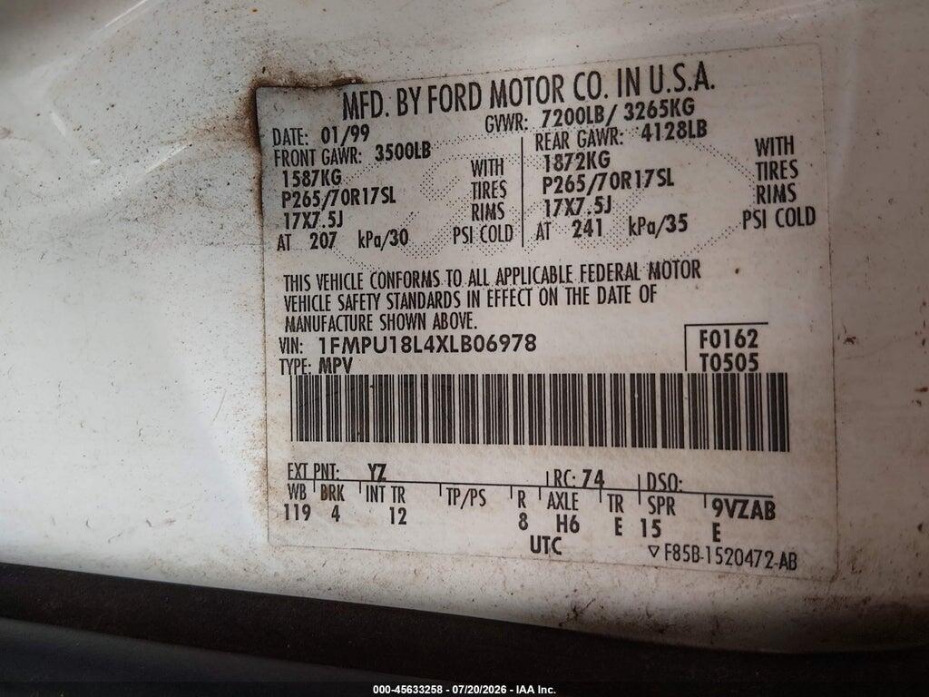 1FMPU18L4XLB06978 1999 FORD EXPEDITION photo no. 9