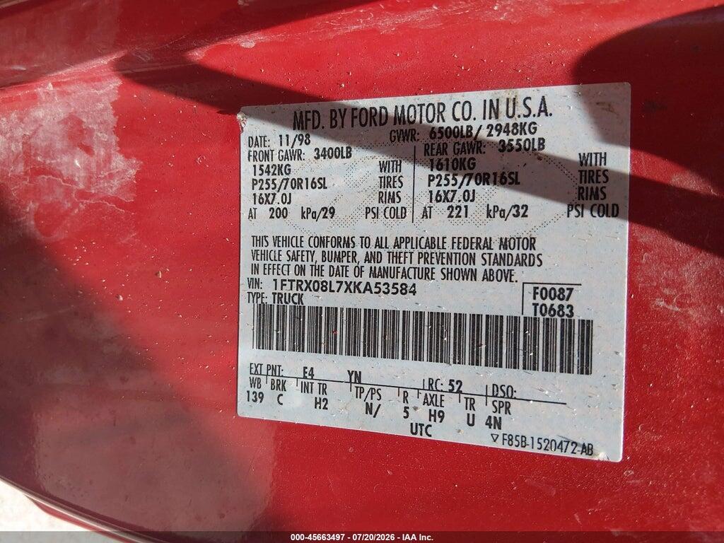 1FTRX08L7XKA53584 1999 FORD F-150 photo no. 9
