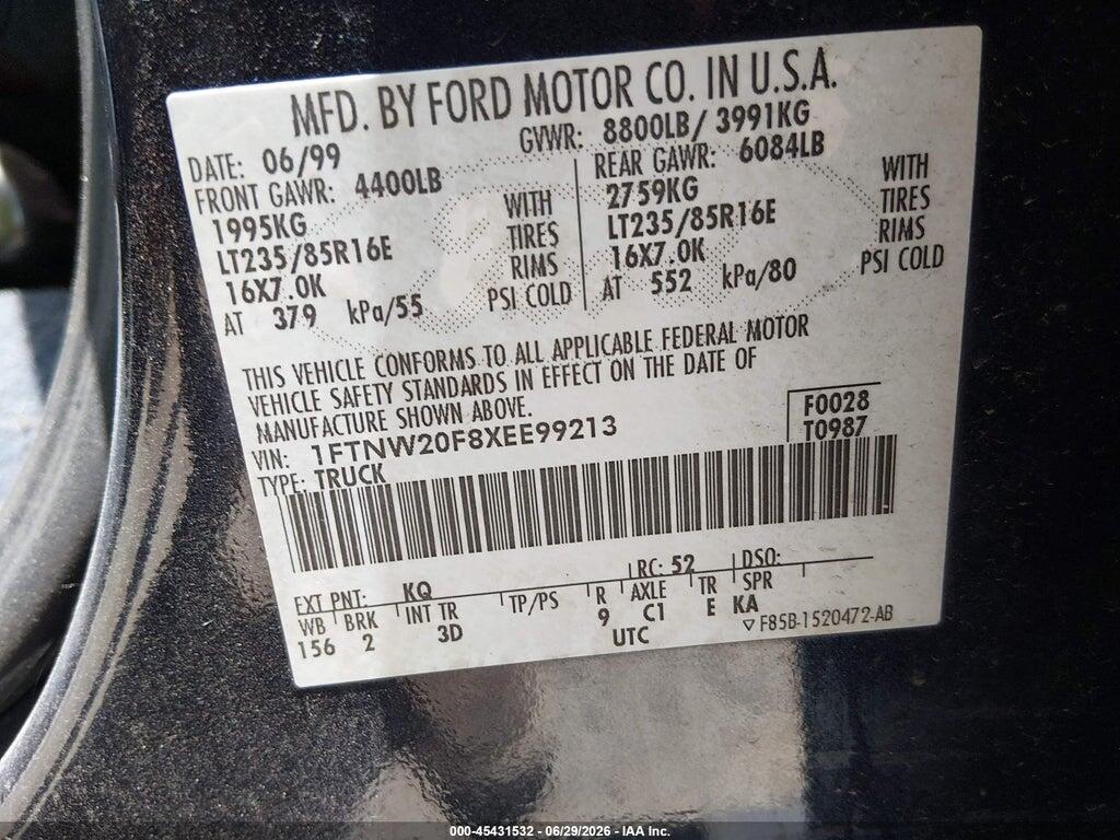 1FTNW20F8XEE99213 1999 FORD F-250 photo no. 9