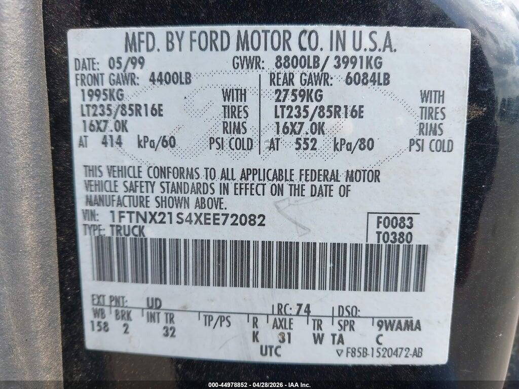1FTNX21S4XEE72082 1999 FORD F-250 photo no. 9