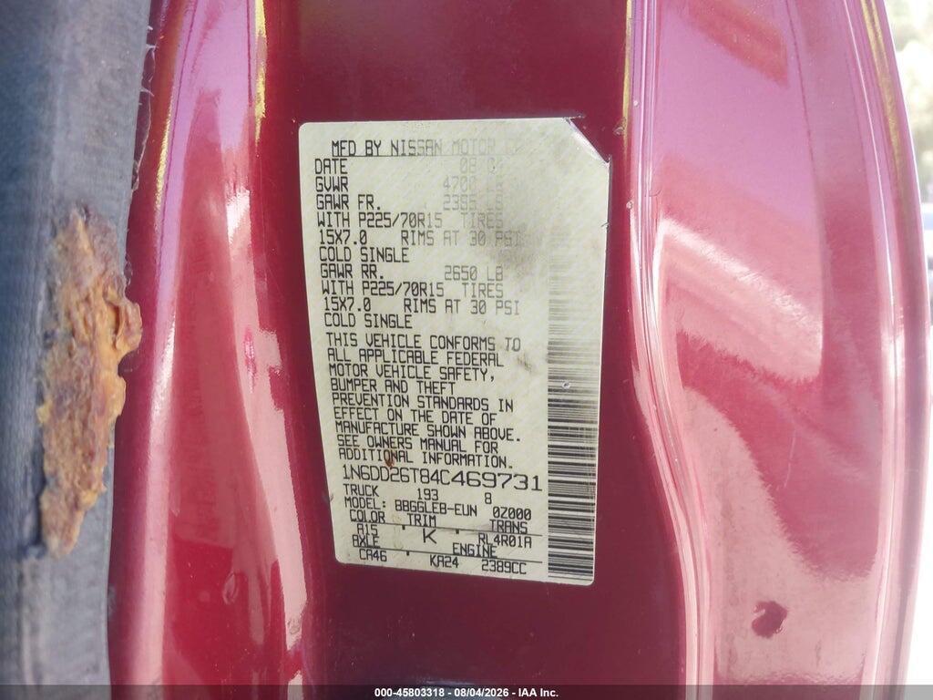 1N6DD26T84C469731 2004 NISSAN FRONTIER photo no. 9