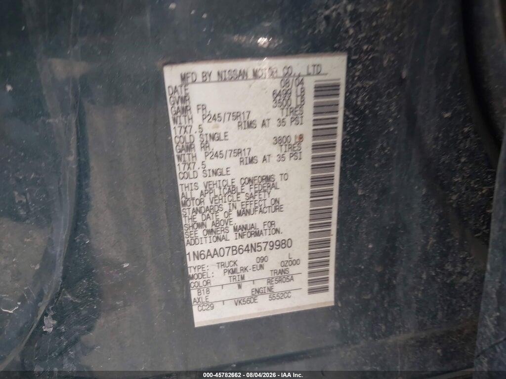 1N6AA07B64N579980 2004 NISSAN TITAN photo no. 9