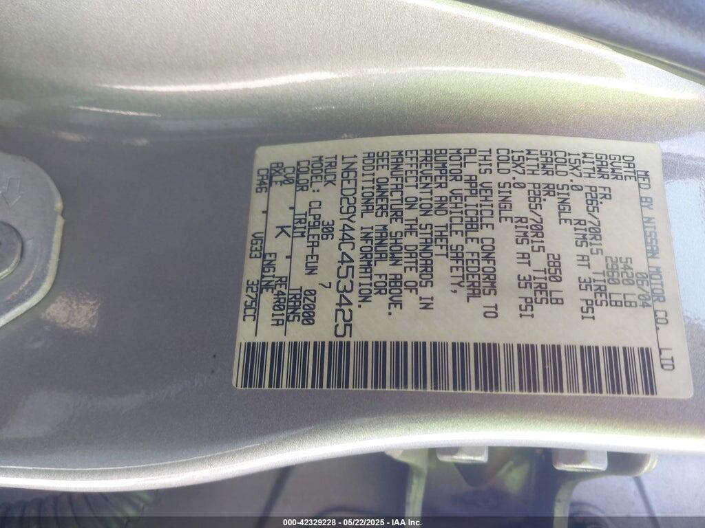 1N6ED29Y44C453425 2004 NISSAN FRONTIER photo no. 9