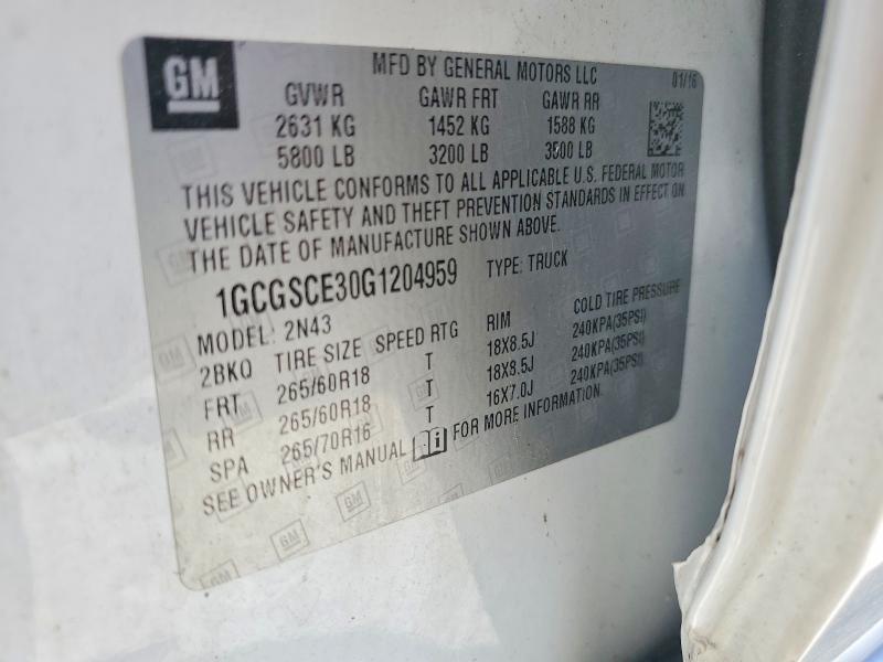 1GCGSCE30G1204959 2016 CHEVROLET COLORADO photo no. 12