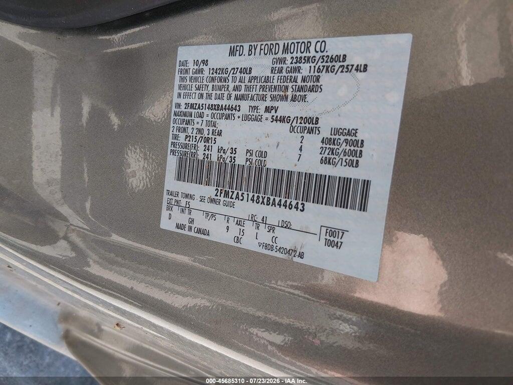 2FMZA5148XBA44643 1999 FORD WINDSTAR photo no. 9