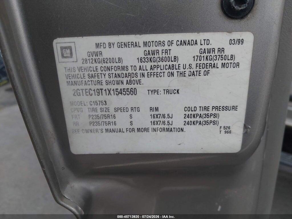 2GTEC19T1X1545560 1999 GMC NEW SIERRA 1500 photo no. 9