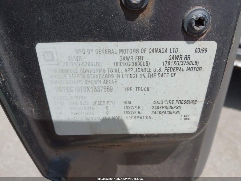 2GTEC19T0X1537689 1999 GMC NEW SIERRA 1500 photo no. 9