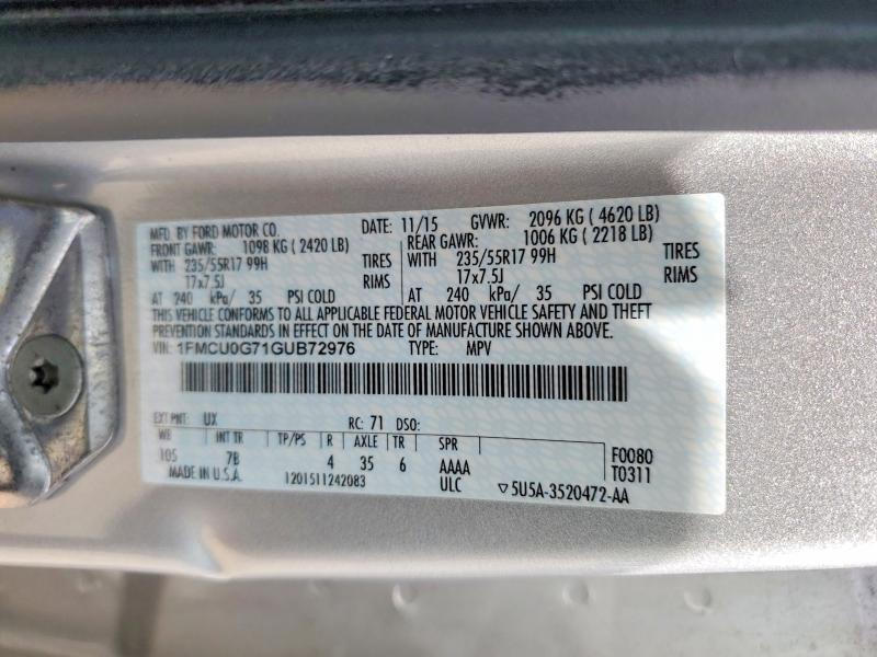 1FMCU0G71GUB72976 2016 FORD ESCAPE photo no. 12