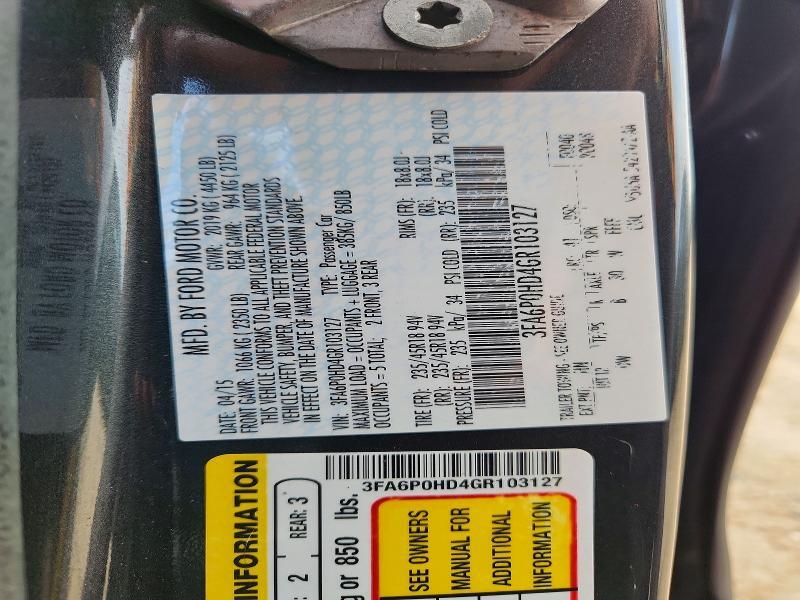 3FA6P0HD4GR103127 2016 FORD FUSION photo no. 12