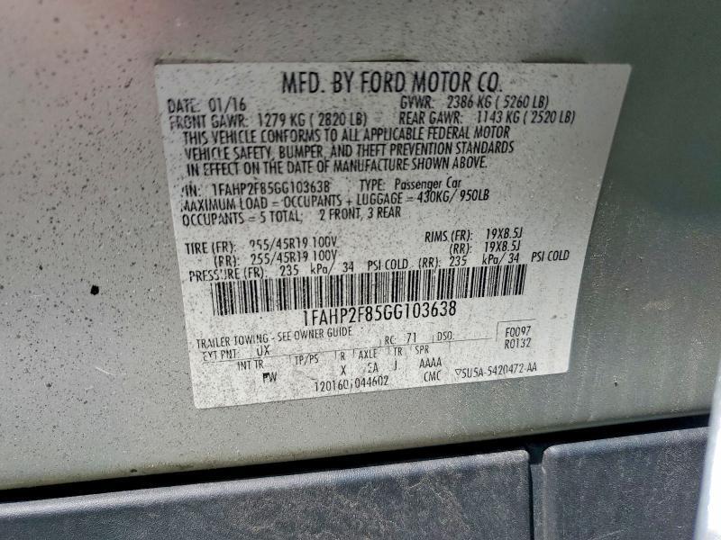 1FAHP2F85GG103638 2016 FORD TAURUS photo no. 12