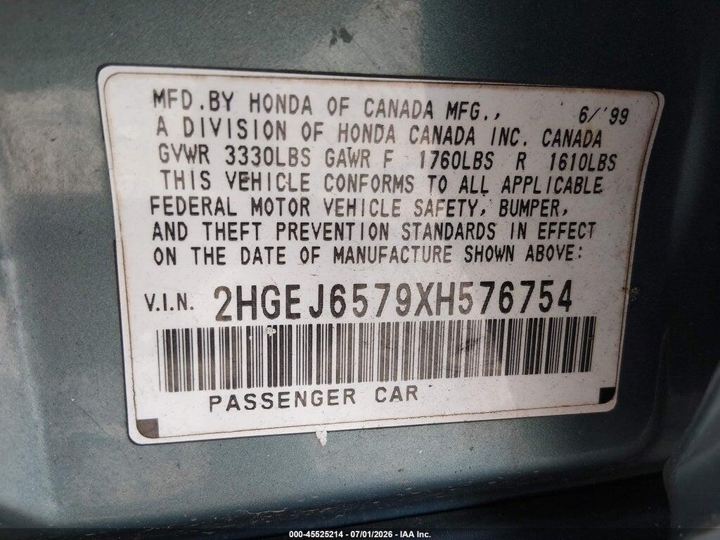 2HGEJ6579XH576754 1999 HONDA CIVIC photo no. 9