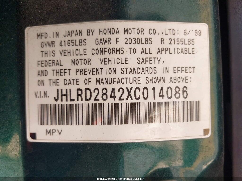 JHLRD2842XC014086 1999 HONDA CR-V photo no. 9
