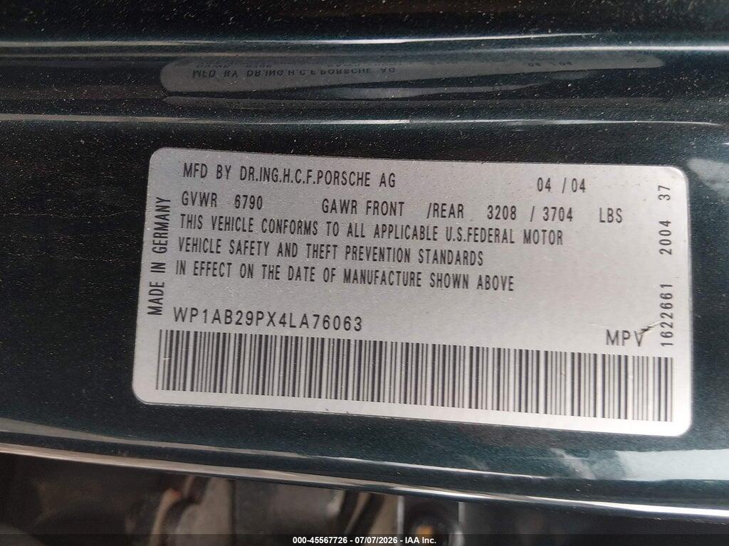WP1AB29PX4LA76063 2004 PORSCHE CAYENNE photo no. 9