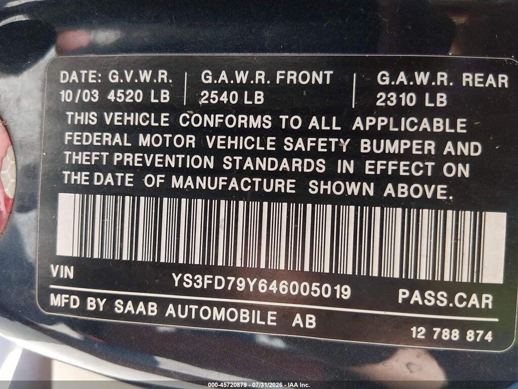 YS3FD79Y646005019 2004 SAAB 9-3 photo no. 9