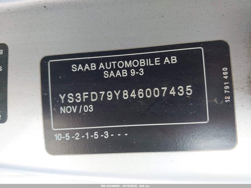 YS3FD79Y846007435 2004 SAAB 9-3 photo no. 9