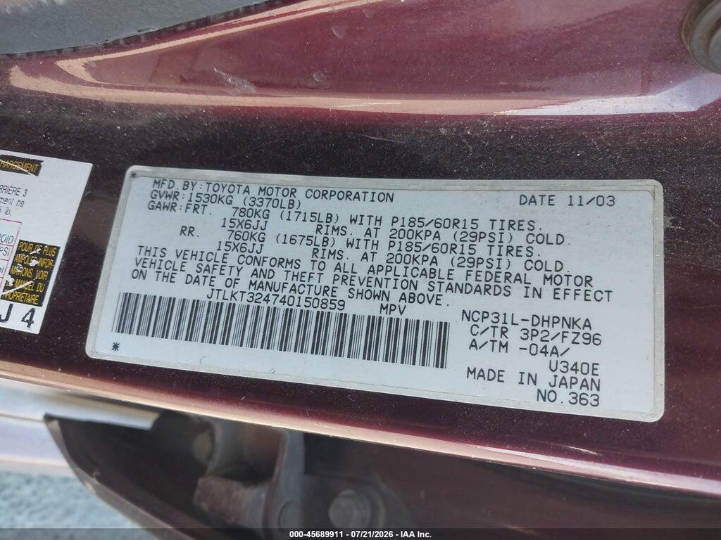JTLKT324740150859 2004 SCION XB photo no. 9