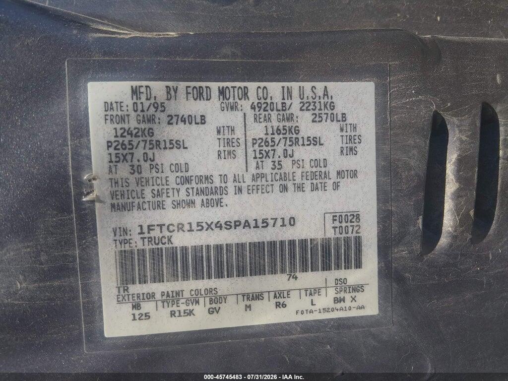 1FTCR15X4SPA15710 1995 FORD RANGER photo no. 9