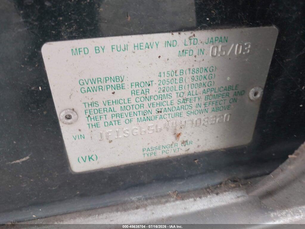 JF1SG65644H708320 2004 SUBARU FORESTER photo no. 9