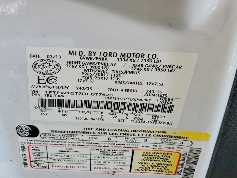 1FTFW1ET7DFB77620 2013 FORD F150 photo no. 12