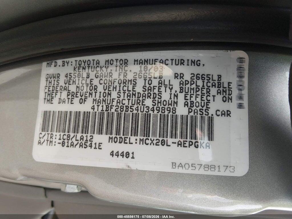 4T1BF28B54U349898 2004 TOYOTA AVALON photo no. 9