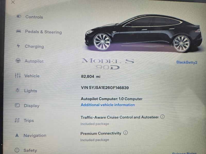 5YJSA1E26GF146839 2016 TESLA MODEL S photo no. 9